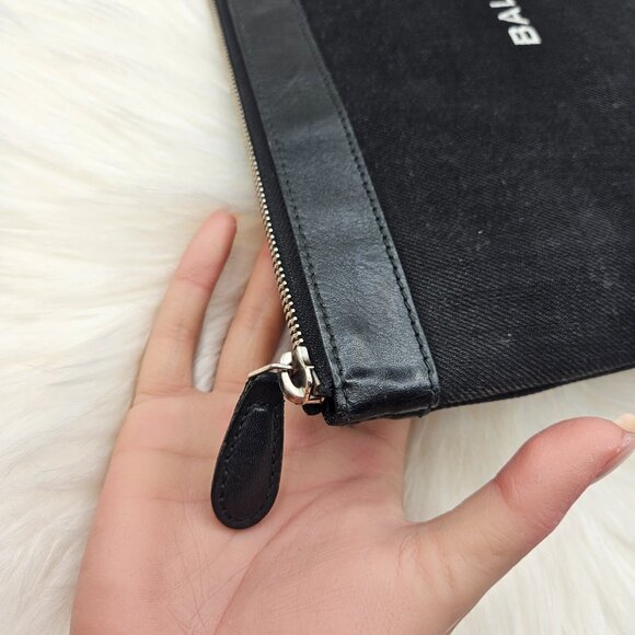 Balenciaga Black Canvas and Leather Medium Pouch - Picture 6 of 17